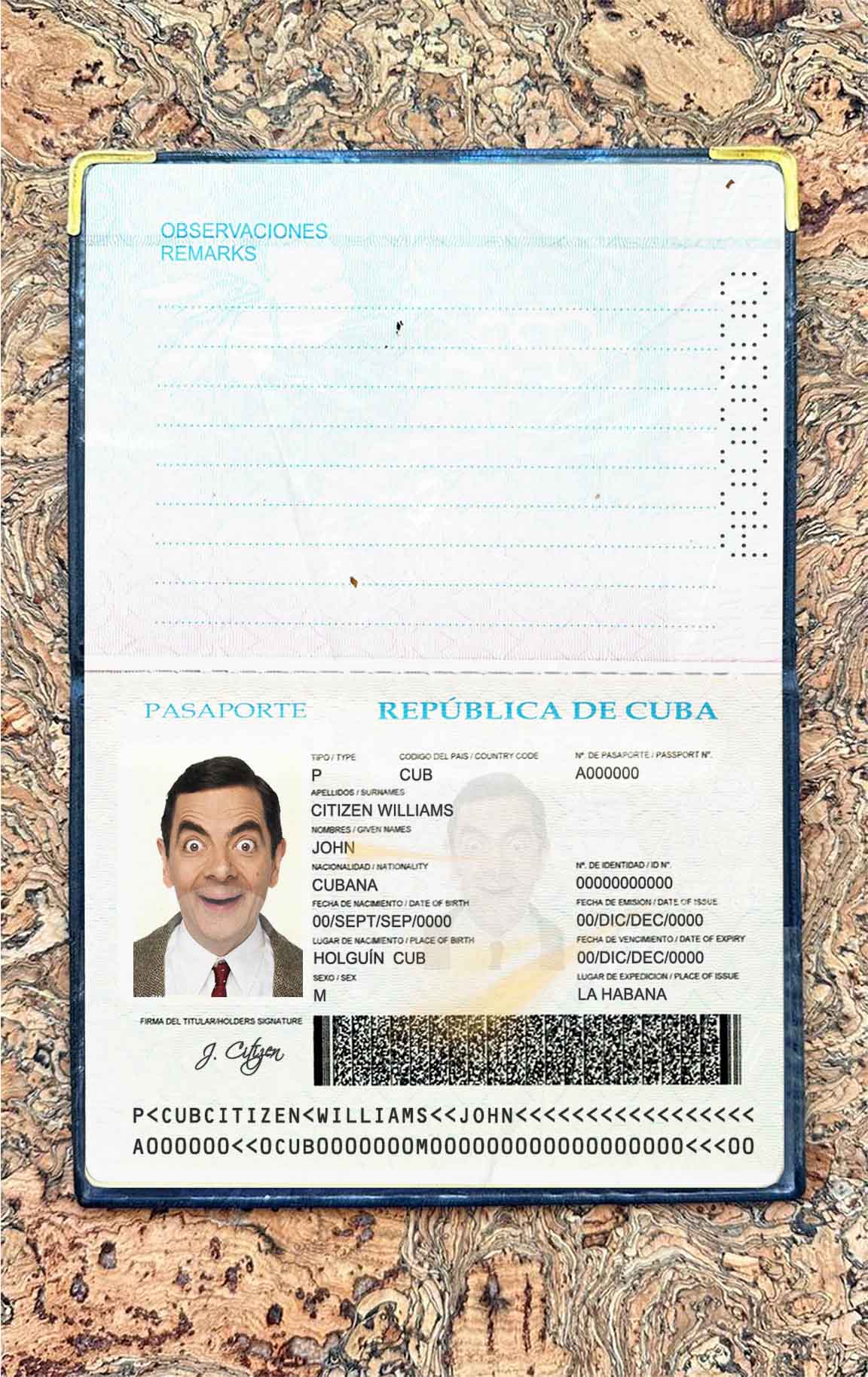 Cuba passport photo look PSD template